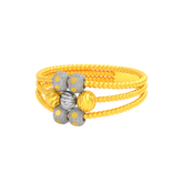 22K Gold Two Tone Three-Layer Beads Ring
